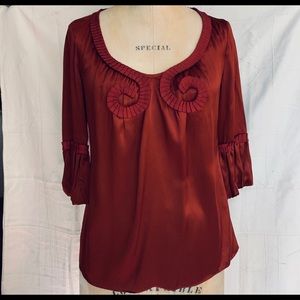 Satin Silk Blouse with fashionably cut sleeves